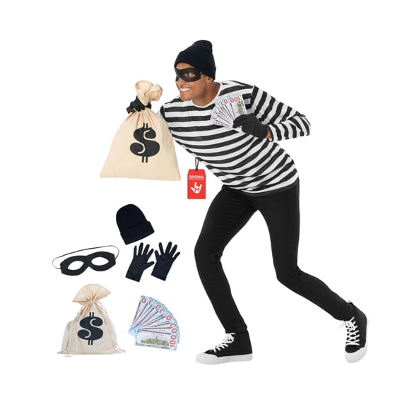 Morph Robber Costume Adults, Bandit Costume, Mens Cops and Robbers Halloween Costumes, Halloween Costumes For Men, 2X