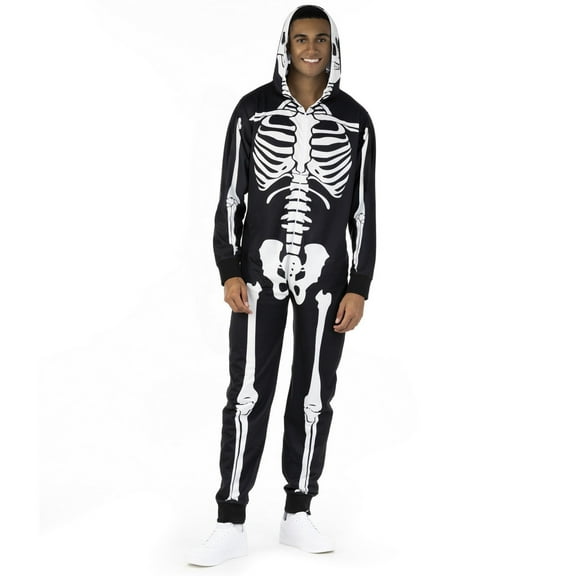 Morph Skeleton Onesie Mens Halloween Costume For Mens Black X-Large