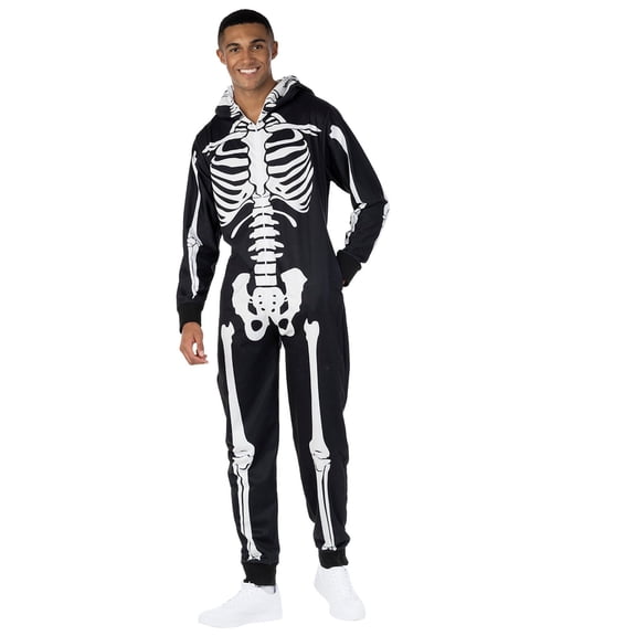 Morph Skeleton Onesie Mens Halloween Costume for Mens Black X-Large