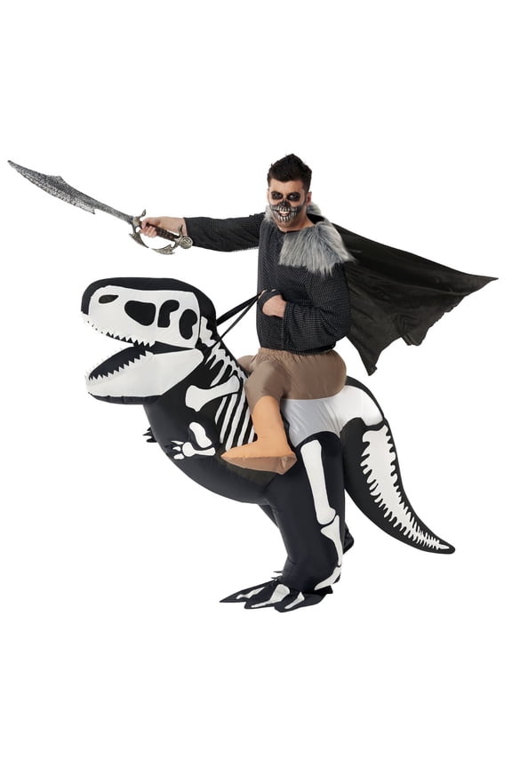Skeleton T Rex Inflatable Ride On Costume Adult Dinosaur Halloween Halloween Black One Size