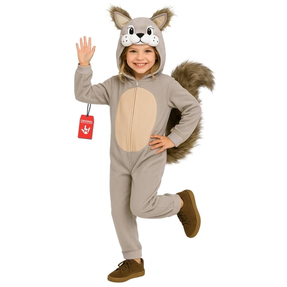 Morph Squirrel Onesie Costume Kids Halloween Costume for Unisex Gray Small