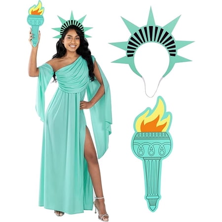 Morph Statue of Liberty Costume Women Halloween Costume for Women Green X-Large