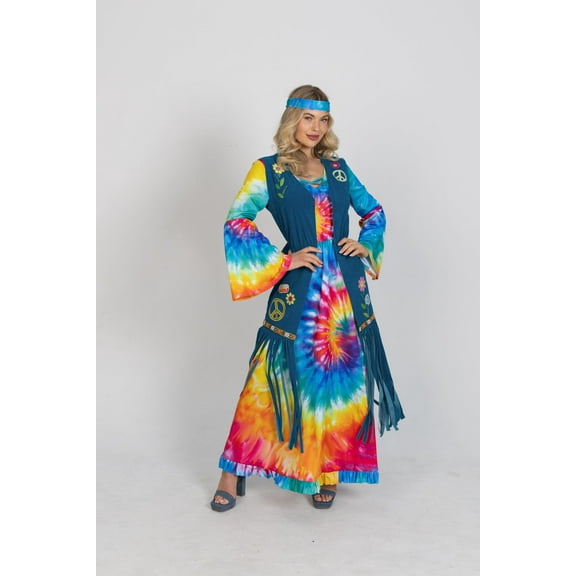 Morph Tie Dye Hippie Dress Long Costume Women Halloween Costume For Women Multicolored XX-Large
