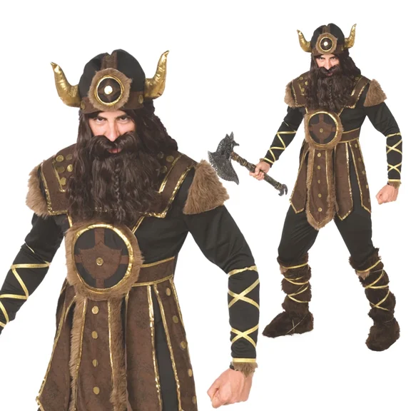 Morph Viking Costume Mens Halloween Costume for Men Brown Medium