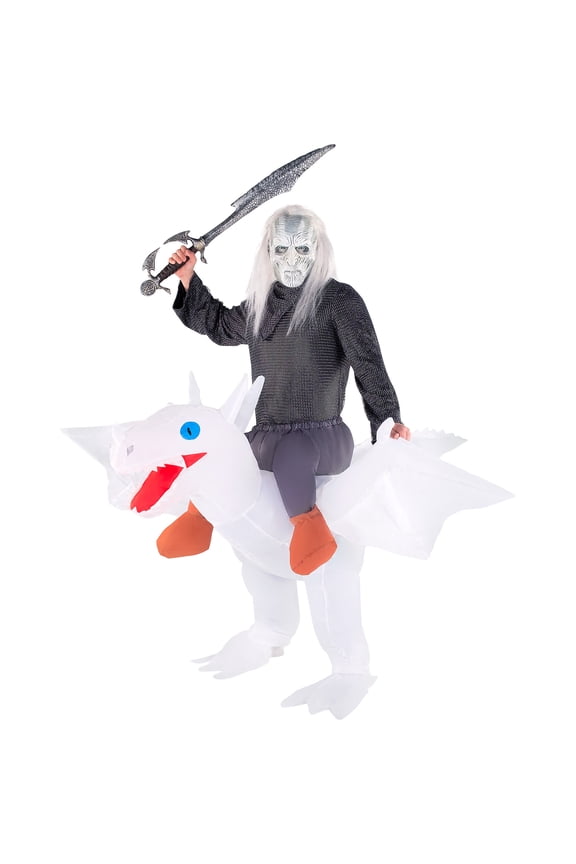 White Dragon Inflatable Ride On Costume Adult Halloween Daenerys Halloween White One Size