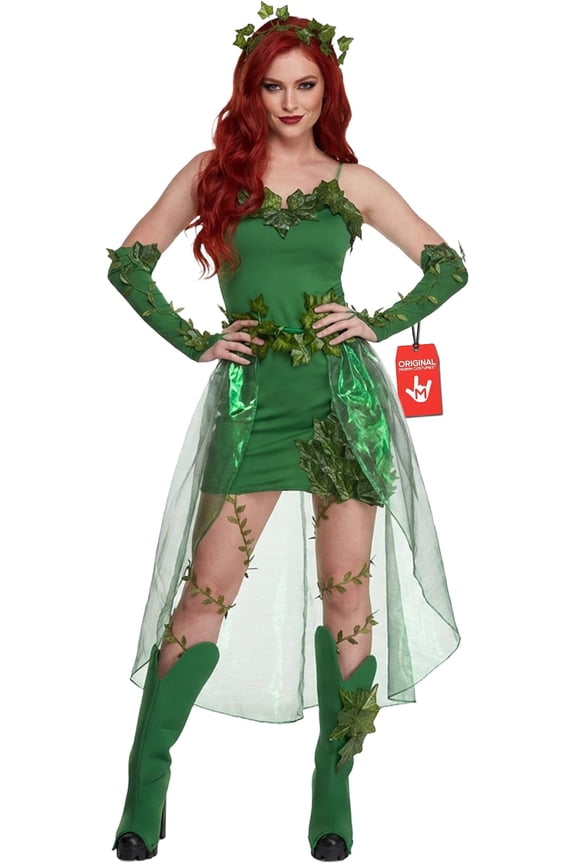Womans Deluxe Green Ivy Costume Ladies Villain Halloween Fancy Dress Halloween Green S