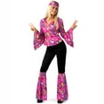 thumbnail image 1 of Morph Womens 1970s Pink Hippie Flares Costume Ladies Disco Fancy Dress Cocktail Pink S, 1 of 6