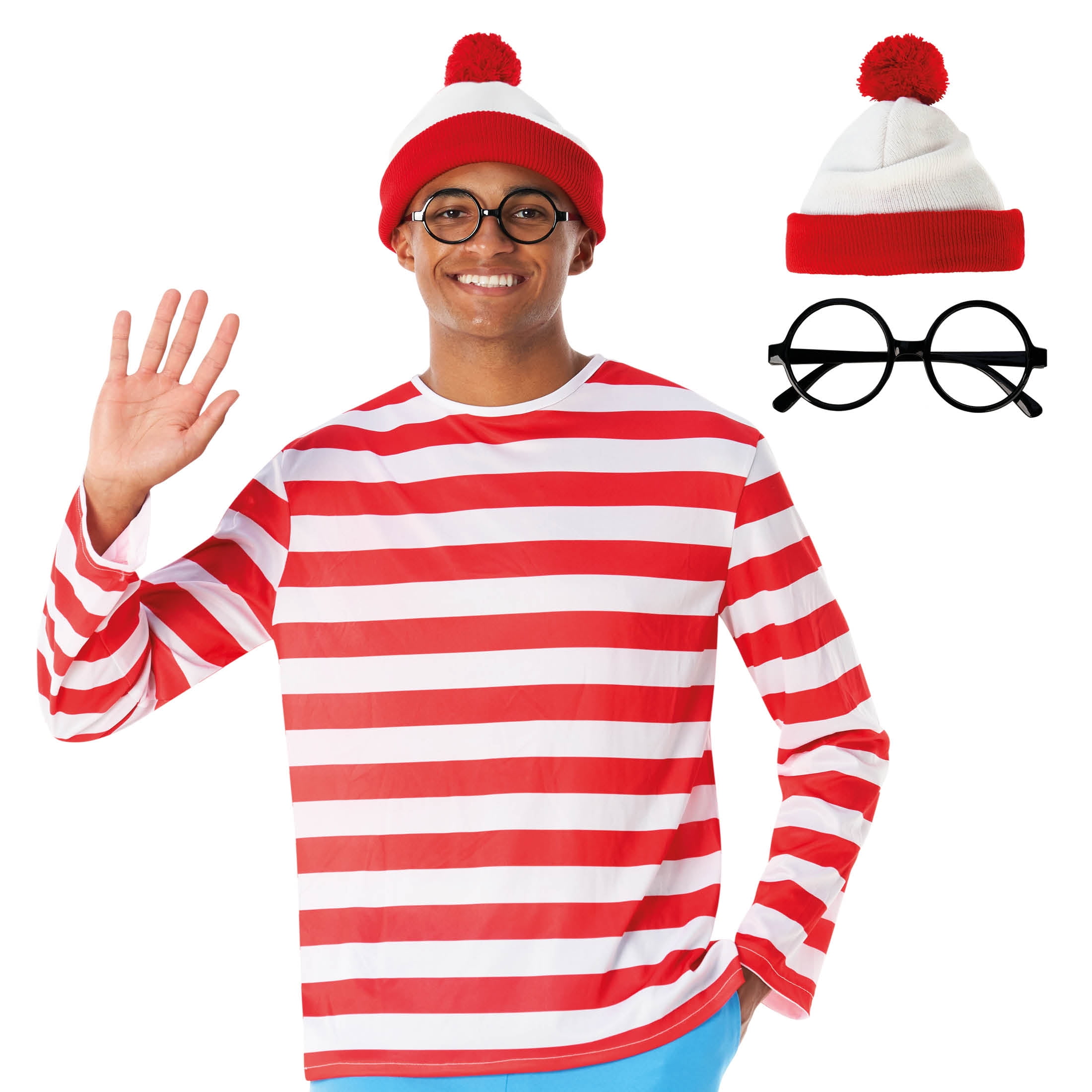 Morph Where's Wanderer Red & White Striped Costume, Top, Hat & Glasses, XL, Halloween - Walmart.com Morph Where's Wanderer Red & White Striped Costume, Top, Hat & Glasses, XL, Halloween - Walmart.com