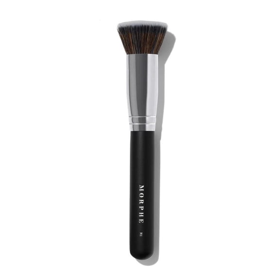 Morphe M6 Pro Flat Buffer Brush Black Wooden Handle Synthetic Fiber Elite II