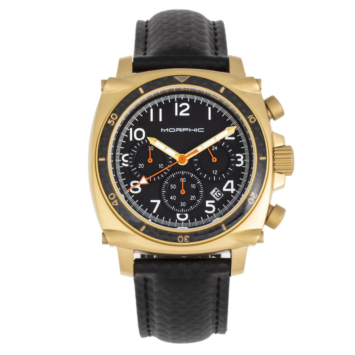 Morphic M83 Series Chronograph Leather Band Watch W Date Gold Black Walmart