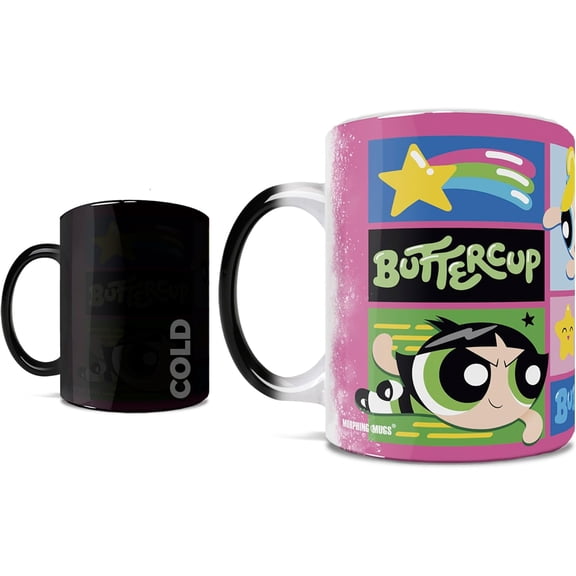Morphing Mugs The Powerpuff Girls Blossom Bubbles Buttercup One 11 oz Color Changing Ceramic Mug Image Revealed When HOT Liquid Is Added!