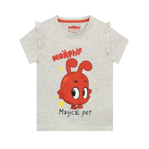 Morphle Girls Puff Print T-Shirt Gray Sizes 3T-8