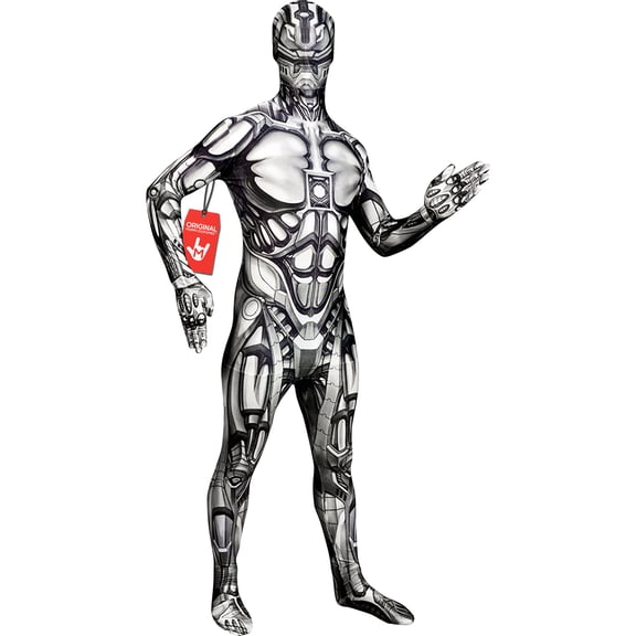 Morphsuits Adult Android Monster Morphsuit Mens Robot Halloween Costume Halloween Black 2XL