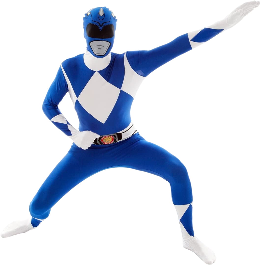 Morphsuits Adult Blue Power Ranger Morphsuit Mens Superhero Fancy Dress  Costume Halloween Blue XXL 