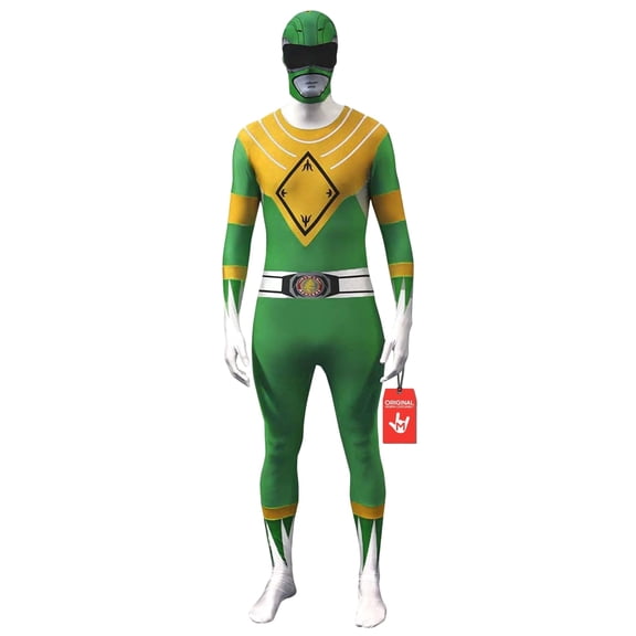 Morphsuits Adult Green Power Ranger Morphsuit Mens Superhero Fancy Dress Costume Halloween Green M