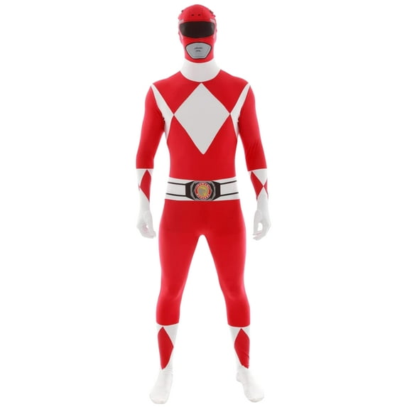 Morphsuits Adult Red Power Ranger Morphsuit Mens Superhero Fancy Dress Costume Halloween Red XXL