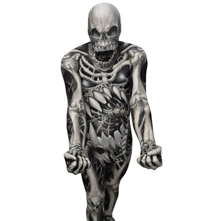 Morphsuits Adult Skull & Bones Monster Morphsuit Men Skeleton Halloween Costume Halloween Blue XL