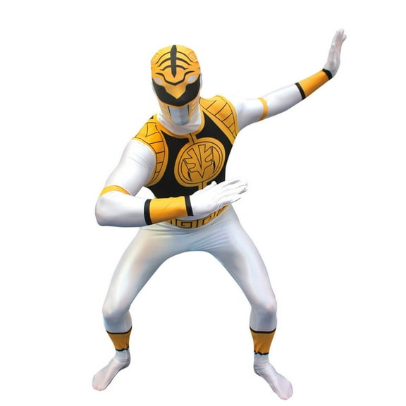 Morphsuits Adult White Power Ranger Morphsuit Mens Superhero Fancy Dress Costume Halloween White L