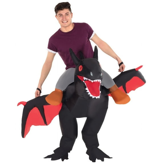 Morphsuits Black Dragon Inflatable Ride On Costume Adult Blow Up Halloween Multi-color One Size
