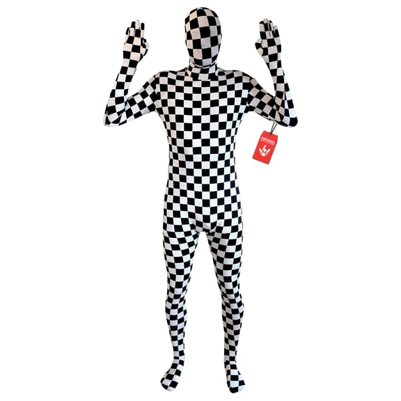 Morphsuits Black and White Checkers Costume Suit, Full Bodysuit Costume, Spandex Suit Men, Checkered Bodysuit