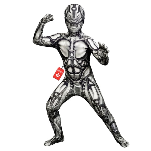 Morphsuits Kids Android Morphsuit Boys Girls Robot Monster Costume Halloween Silver One Size