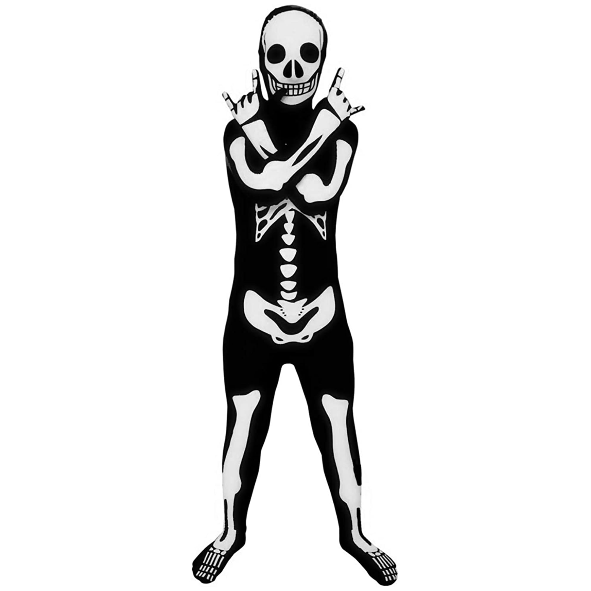 Morphsuits Kids Glow in Dark Skeleton Costume Boys Girls Halloween Costumes Black  L