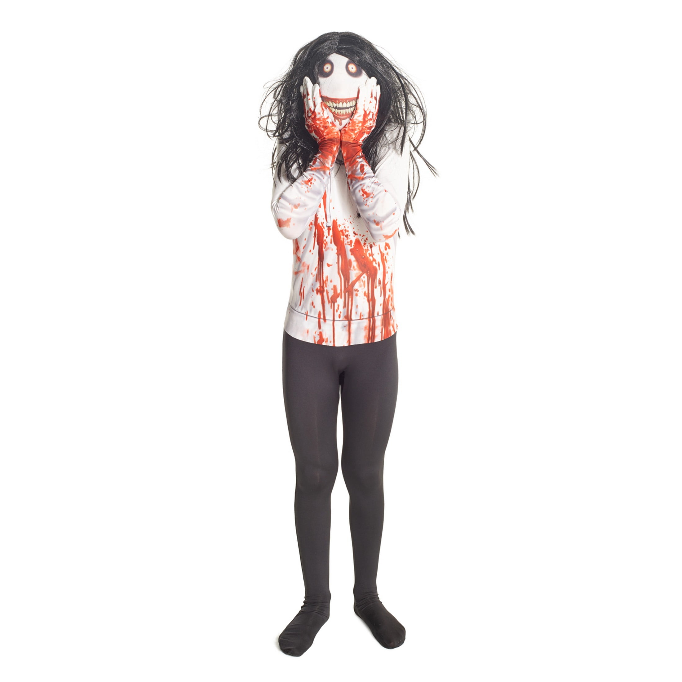 Morphsuits Kids Jeff the Killer Morphsuit Wig Boys Girls Halloween Costume  Halloween White L 