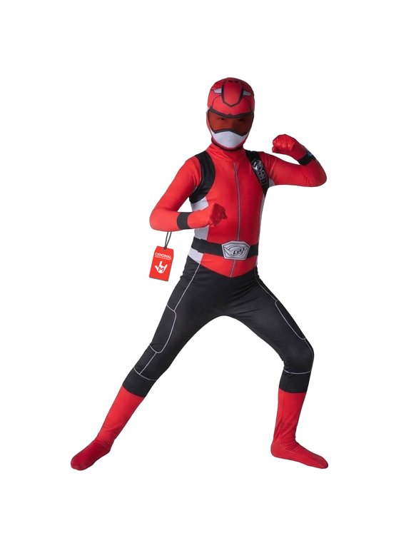 Kids Red Beast Morpher Power Ranger Morphsuit Superhero Costume Halloween Red M