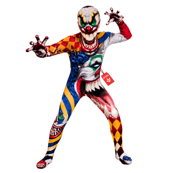 Morphsuits Kids Scary Clown Morphsuit Boys Girls Halloween Monster Costume Halloween White S