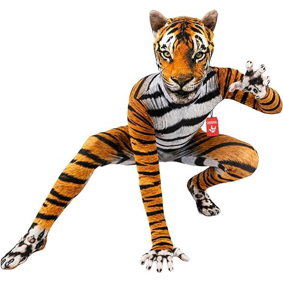Morphsuits Kids Tiger Morphsuit Boys Girls Halloween Big Cat Animal Costume Halloween Orange L