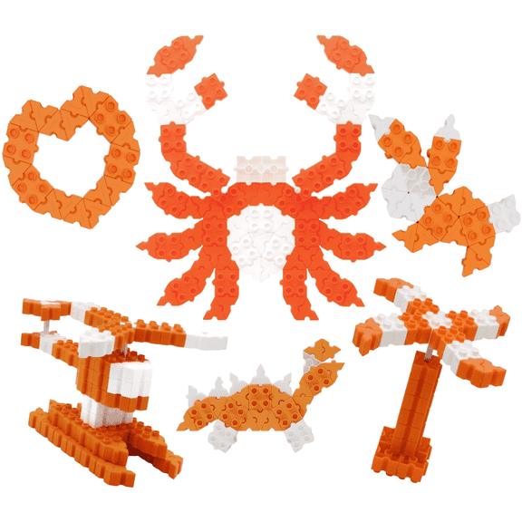 Morphun Bright Orange, Plastic STEM Building Block Construction Toy for Kids Ages 3+, 102 Pieces Value pack