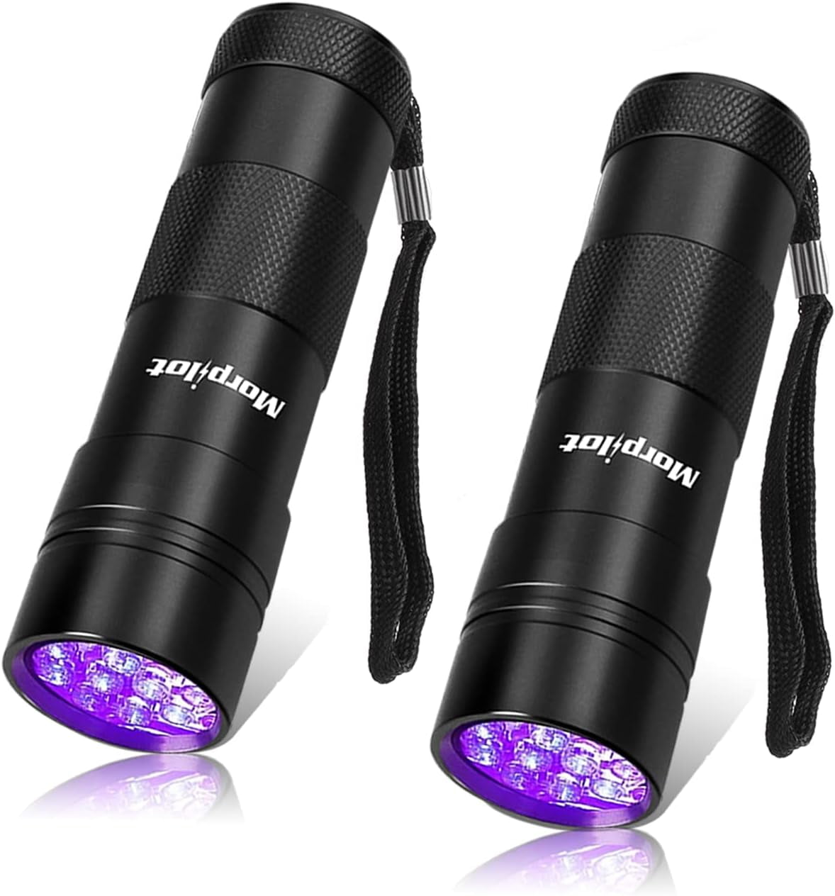 Morpilot 2 Pcs Multifunctional UV Flashlight 12Leds Ultraviolet Blacklight Pet Dog Stain & Urine Detector Light Torch Ultra Violet Flashlight - 3.8*1.2*1.2Inches
