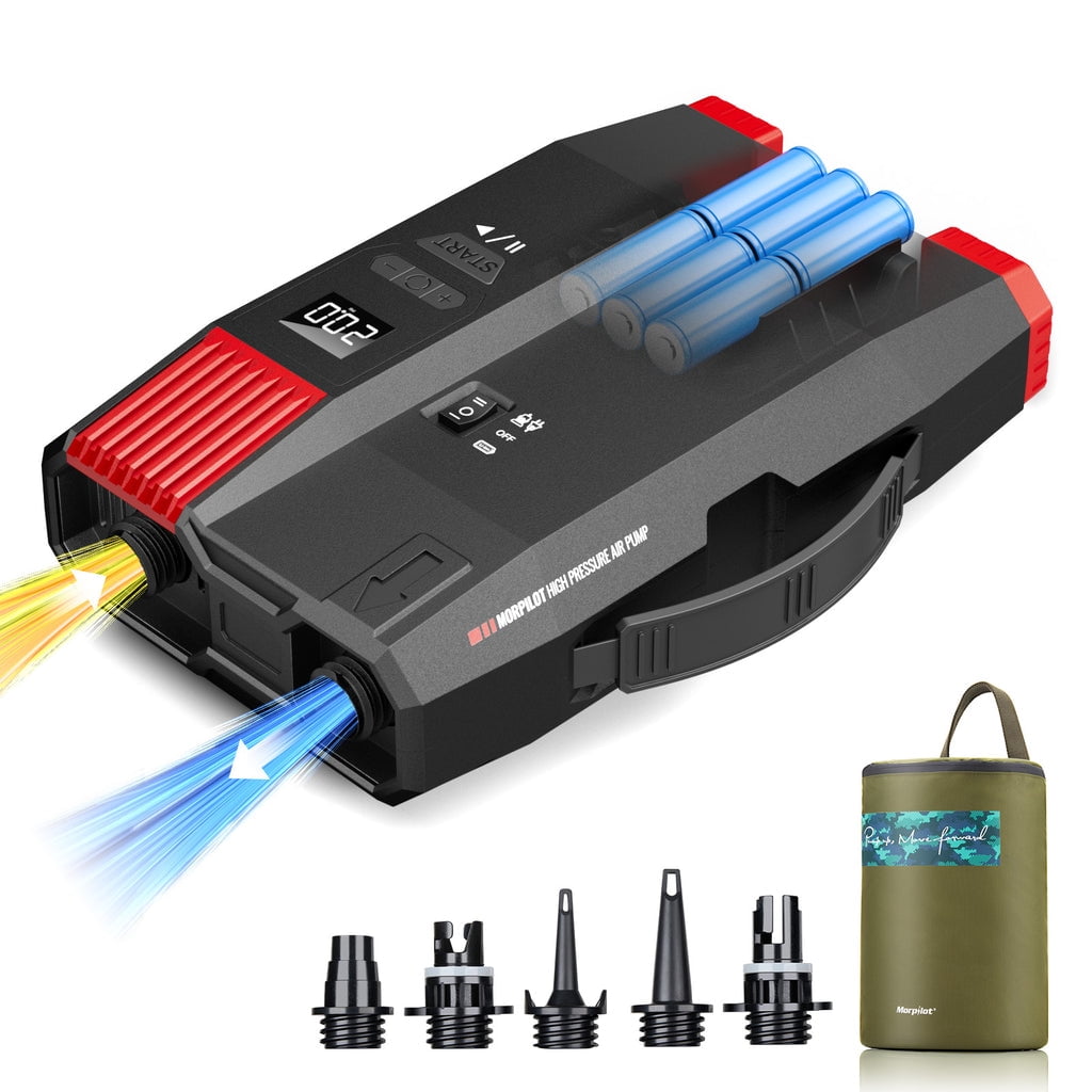 Morpilot 20PSI SUP Pump Rechargeable Cordless Inflator Deflator with Detachable Battery Dual Stage Inflation Auto Off Intelligent Preset