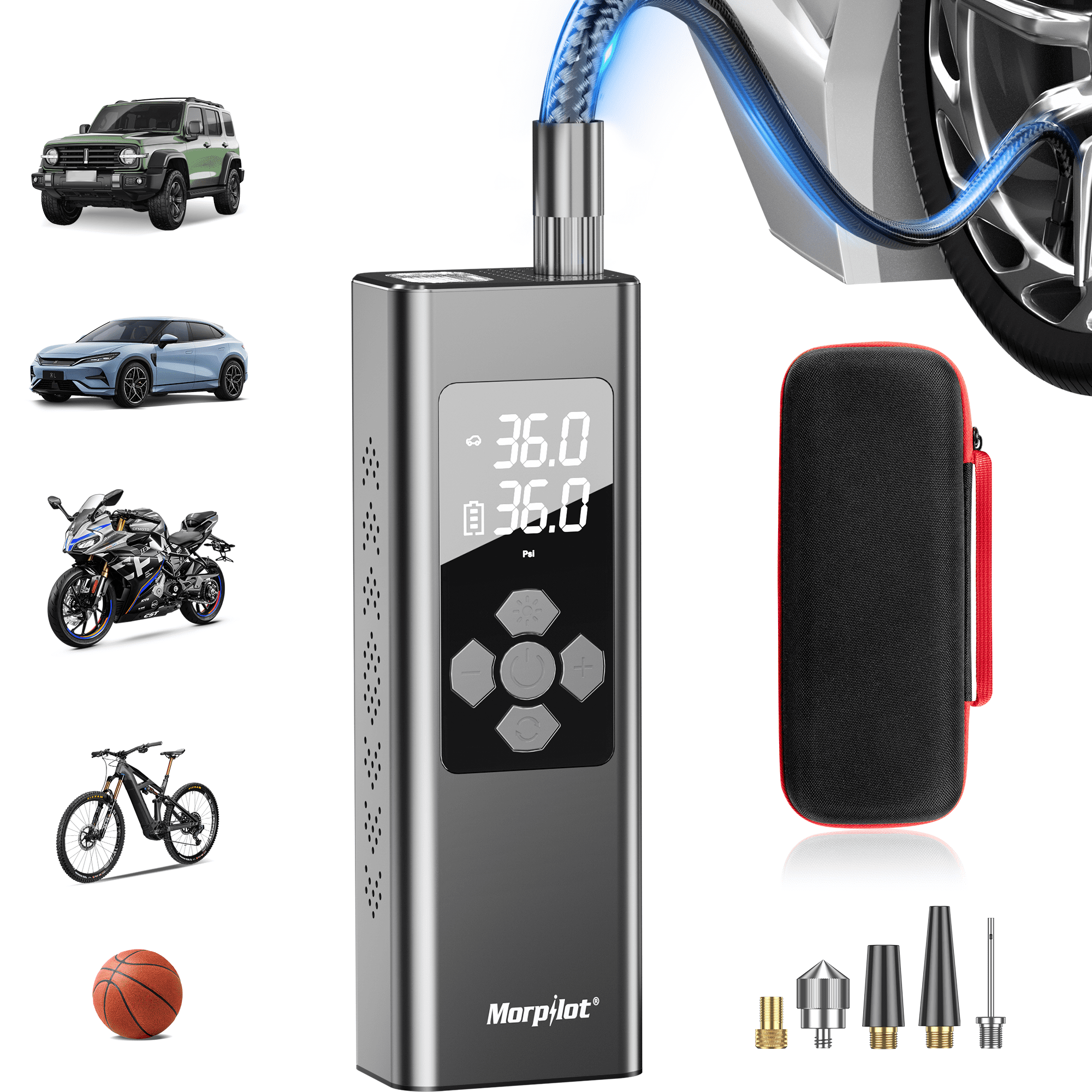 Morpilot High PSI Cordless Tire Inflator, 150PSI Digital Gauge, Auto