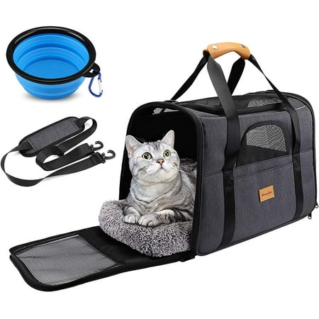 Morpilot Portable Pet Carrier for Cats and Dogs with Locking Safety Zippers, Airline Approved, Foldable,Gray