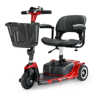 Morrean 3 Wheel Electric Powered Mobility Scooter, With Lighting Folding Travel Mobile Wheelchair for Seniors, Gift for Elderly, Red