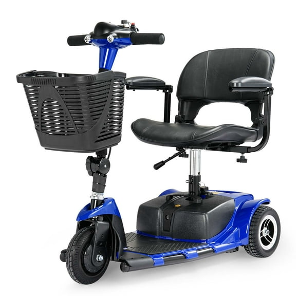 Morrean 3 Wheel Electric Powered Mobility Scooter, with Lighting Folding Travel Mobile Wheelchair for Seniors, Gift for Elderly, Blue