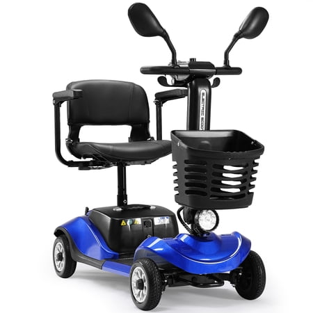 Morrean 4-Wheel Electric Mobility Scooter,Travel Wheelchair w/Front Basket & Light for Elderly Senior Adults Blue