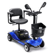 Morrean 4 Wheels Folding Travel Mobility Scooter for Senior, Electirc Wheelchair with Basket for Adults, Blue