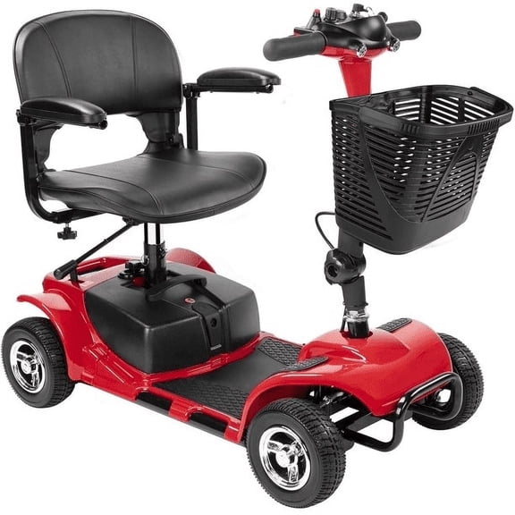 Morrean 4 Wheels Mobility Scooter for Seniors, Electric Powered Wheelchair Device for Travel, All Terrain Motorized Scooters with 300 lbs, Red