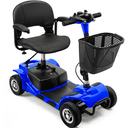 Morrean 4 Wheels Mobility Scooter for Seniors, Electric Powered Wheelchair Device for Travel, All Terrain Motorized Scooters with 300 lbs, Blue