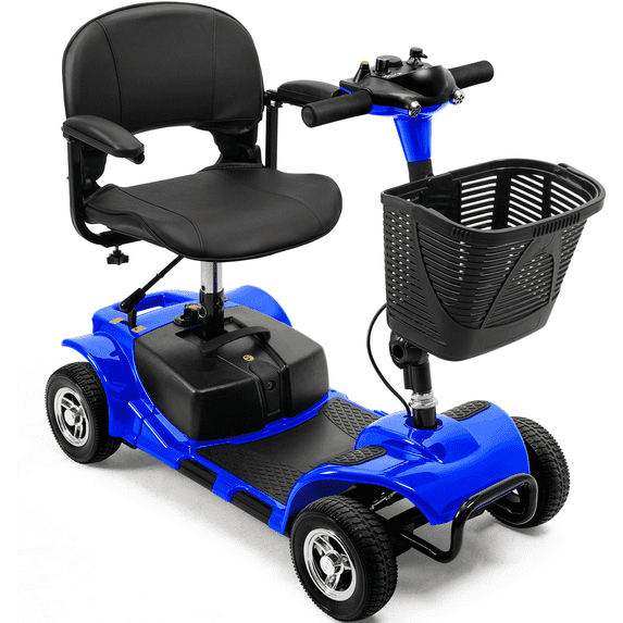 Morrean 4 Wheels Mobility Scooter for Seniors, Electric Powered Wheelchair Device for Travel, All Terrain Motorized Scooters with 300 lbs, Blue