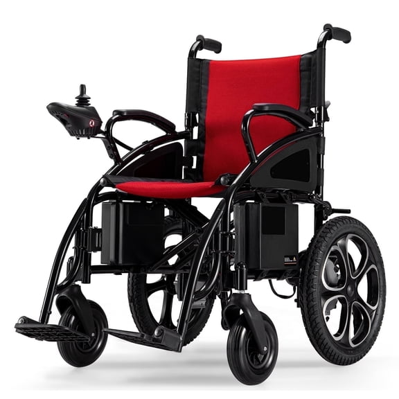 Morrean Electric Wheelchair Foldable Mobility Scooter Wheelchair for Adults Seniors,25 Miles Range,All Terrain,Red