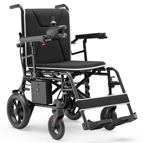 Morrean Portable Electric Wheelchair for Adults, All Terrain Motorized Wheelchair for Seniors with Detachable Battery, Black