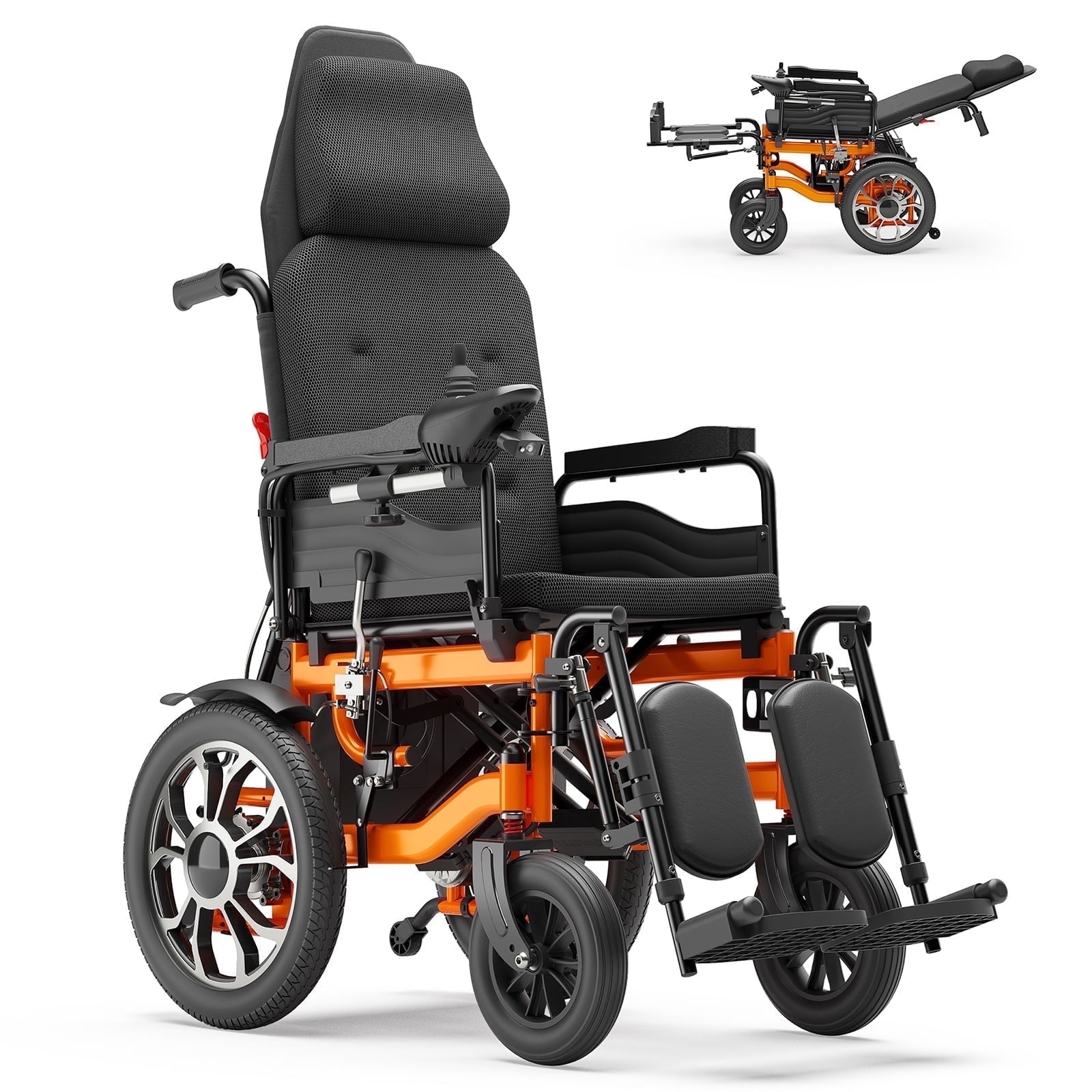 Morrean Reclining Electric Wheelchair, Foldable Motorized Wheelchair for Adults Seniors, 20 Miles Range,500W Motors