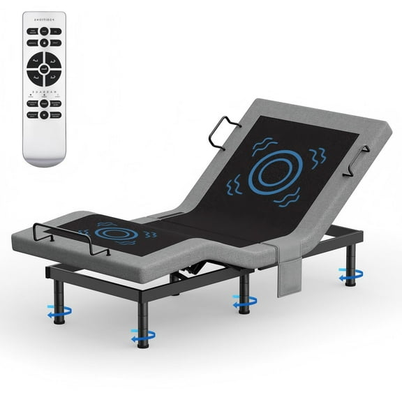 Morrean Twin Adjustable Bed Base Frame for Stress Management with Massage, Adjustable Legs, Remote Control
