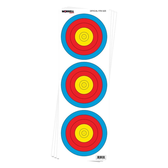 Morrell FITA Recurve Bullseye Paper Face Shooting Targets, 17x17-in., 100 Count