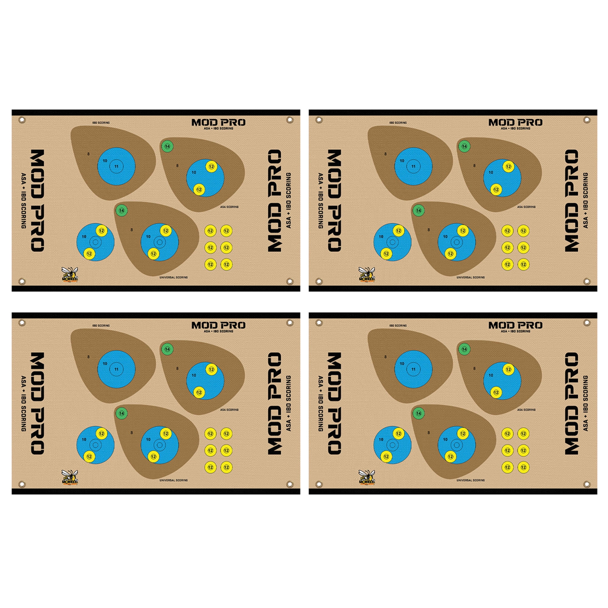 Morrell Yellow Jacket MOD Pro ASA and IBO Shooting Bullseyes, 4 Pack