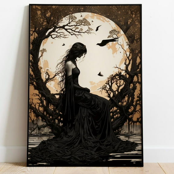 The Morrigan Art Nouveau Print, Celtic Goddess Of War, Celtic Mythology Altar, Raven Wall Art, Pagan Art Print, Home Decor, Poster Or Decor For Living Room Bedroom, 24x36 UNFRAMED