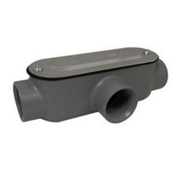 Morris 14075 Aluminum Rigid Conduit Body T Type - Threaded with Cover & Gasket, 2 in.